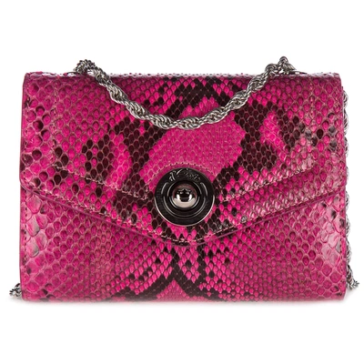 D'este Women's Clutch With Shoulder Strap Handbag Bag Purse  Pitone In Pink