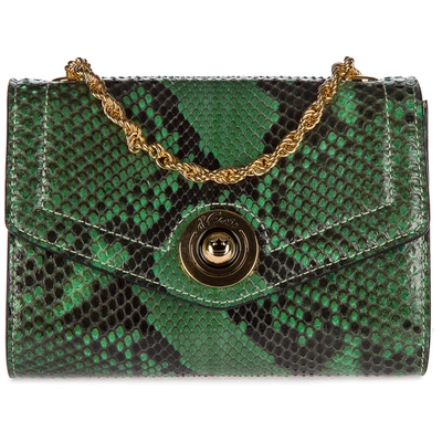 D'este Women's Clutch With Shoulder Strap Handbag Bag Purse  Pitone In Green
