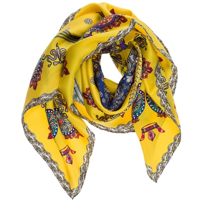 D'este Women's Silk Foulard Scarf Corona In Yellow