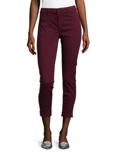 J Brand Anja Skinny Rolled-cuff Cropped Jeans, Snitter In Deep Mulberry