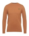 Lyle & Scott Crew Neck Lambswool Blend Jumper - Anniversary Gold Marl In Brown