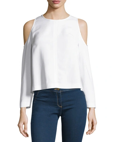 Veronica Beard Knight Boxy Cold-shoulder Blouse, Off White