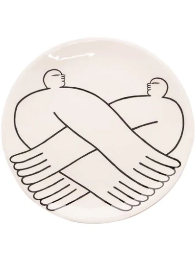 Louise Madzia White Couple Ceramic Plate In Weiss