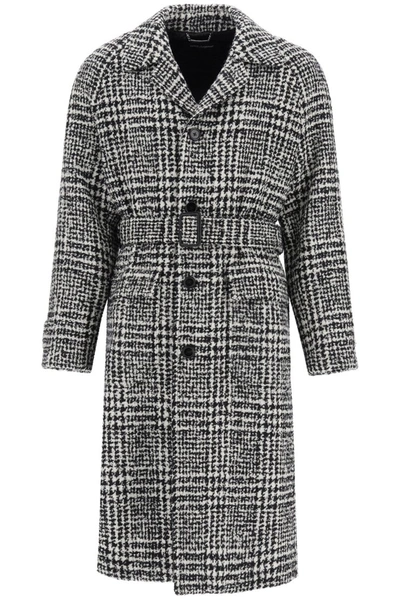 Dolce & Gabbana Prince Of Wales Coat In Quadri Check Tartan