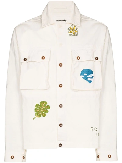 Story Mfg. Helix Embroidered Detail Jacket In White
