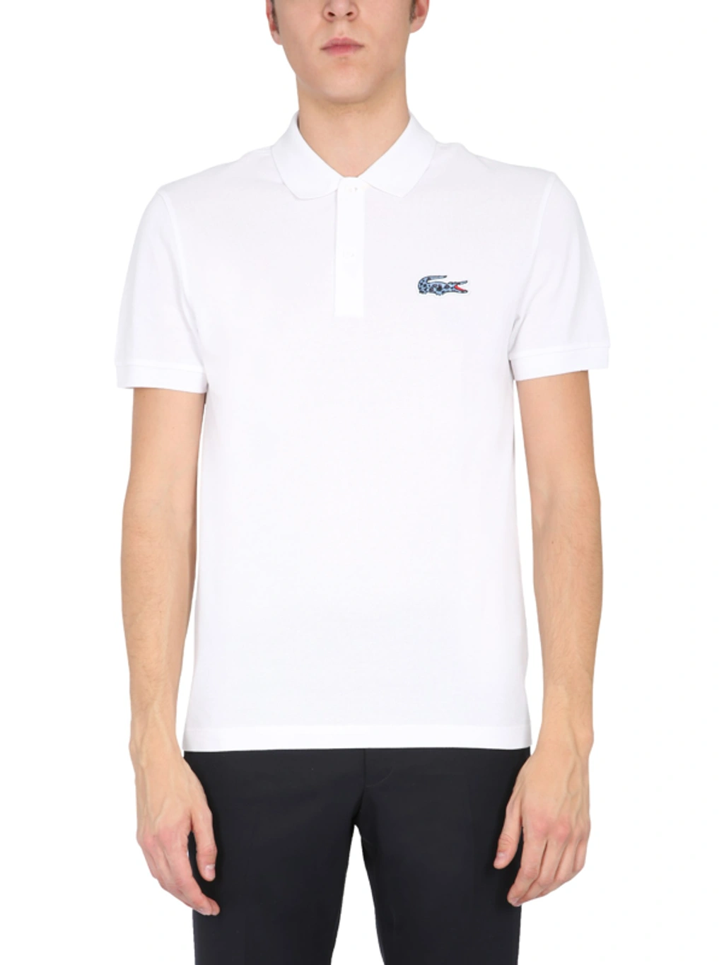 Lacoste X National Geographic Zebra Logo Polo Shirt In White