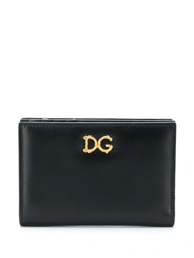 Dolce E Gabbana Leather Wallet With Logo In Black