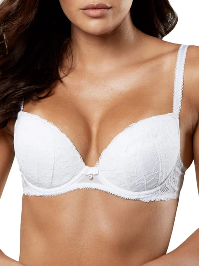 Ann Summers Curve Sexy Lace Planet Nylon Blend Padded Plunge Bra In White - White