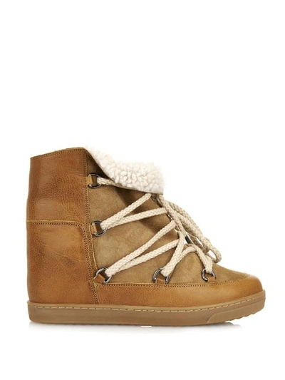 Isabel Marant 70mm Nowles Shearling Wedged In Camel