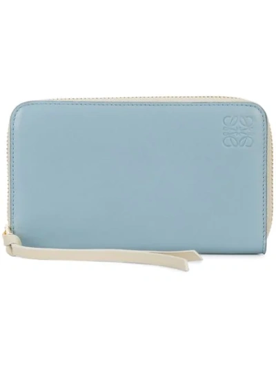 Loewe Medium Leather Zip-around Wallet In Blue