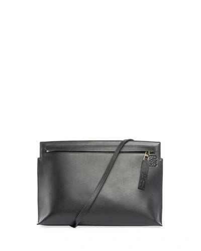 Loewe T Pouch Leather Shoulder Bag In Black