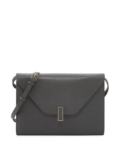 Valextra Iside Leather Tablet Shoulder Bag, Dark Gray