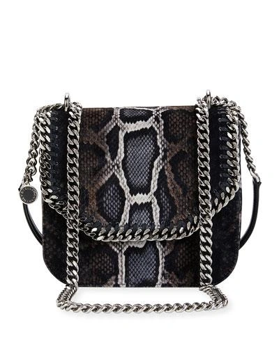 Stella Mccartney Falabella Snake-print Velvet Shoulder Bag, Brown