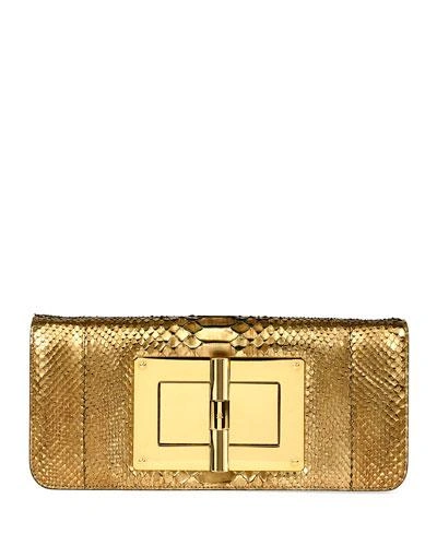 Tom Ford Natalia Long Cosmo Python Shoulder Bag In Gold