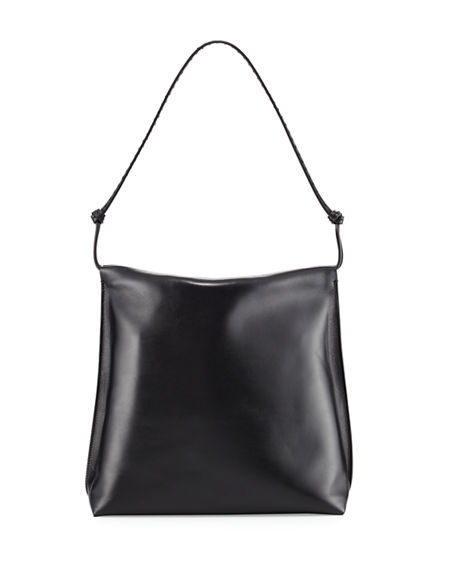 The Row Wander Leather Hobo Bag In Black Pattern | ModeSens