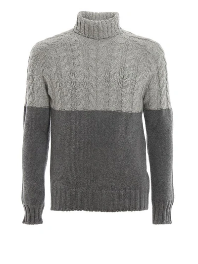 Paolo Fiorillo Colour Block Wool Turtleneck In Grey