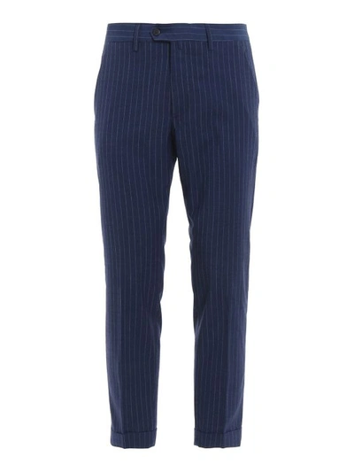 Paolo Fiorillo Frank Striped Blue Cool Wool Trousers