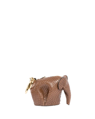 Loewe Snakeskin Elephant Bag Charm/keychain, Brown