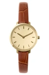 Breda Beverly Leather Strap Watch, 25mm In Brown + Gold