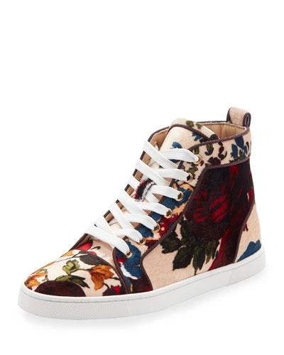 Christian Louboutin Classique Bip Bip Orlato Floral High-top Sneakers In Beige