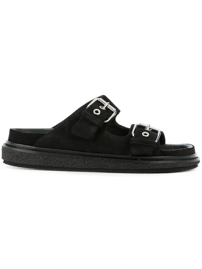 Isabel Marant Ledkin Double-buckle Slide Sandals, Black, Black