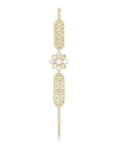 Pre-owned Chanel Perle Cha&icirc;nes Bracelet In 18k Yellow Gold, Cultured Pearls, Mother-of-pearl And Diamonds