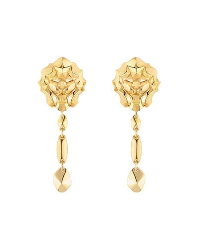 Pre-owned Chanel Lion Earrings In 18k Yellow Gold