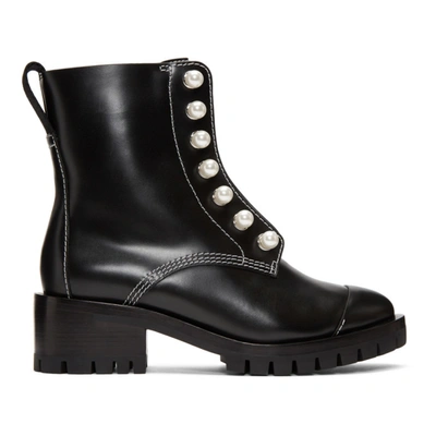 3.1 Phillip Lim / フィリップ リム Lug Sole Zipper Embellished Leather Ankle Boots In Black
