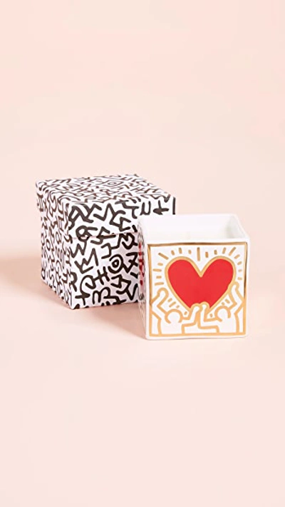Ligne Blanche X Keith Haring Heart Square Candle In Red/gold