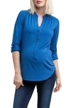 Nom Maternity Amelie Snap Front Maternity/nursing Top In Dusk Blue