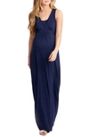 Nom Maternity Hollis Maternity/nursing Maxi Dress In Navy