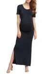 Nom Maternity Hugo Maxi Maternity Dress In Black