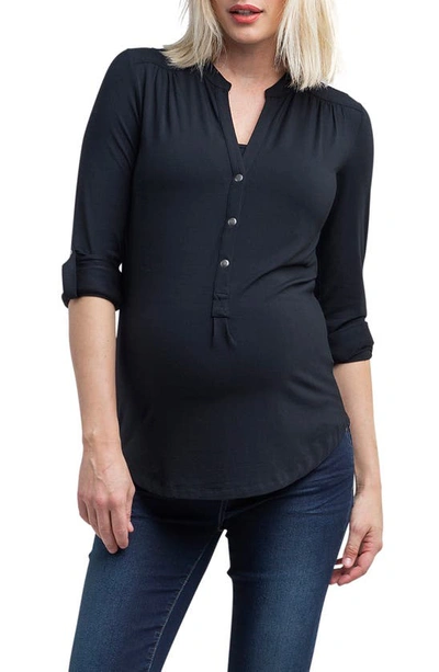 Nom Maternity Amelie Snap Front Maternity/nursing Top In Navy