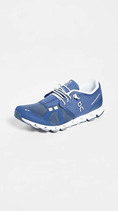 On Women's Cloud Low Top Running Sneakers In Denim/ White