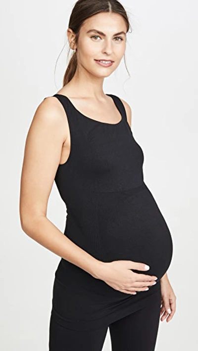 Blanqi Everyday Maternity Belly Support Tank Top In Black