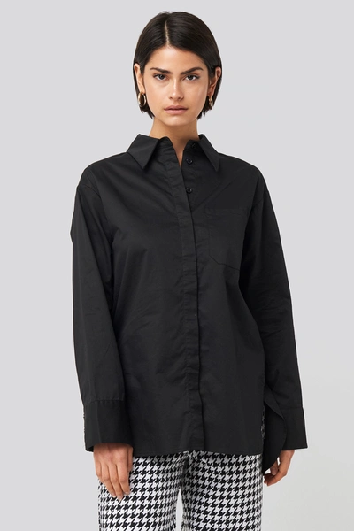 Na-kd Classic Oversized Cotton Pocket Shirt - Black