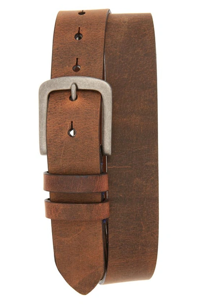 Torino Distressed Waxed Harness Leather Belt In Brown
