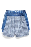 Nordstrom Men's Shop 3-pack Classic Fit Boxers In Blue Dazzle Solid- Plaid Pack