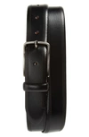 Johnston & Murphy Perforated Leather Belt In Black