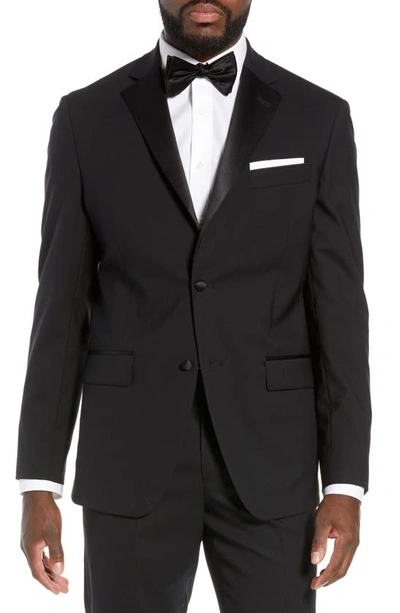 Nordstrom Men's Shop Shop Trim Fit Stretch Wool Tuxedo Jacket In Black