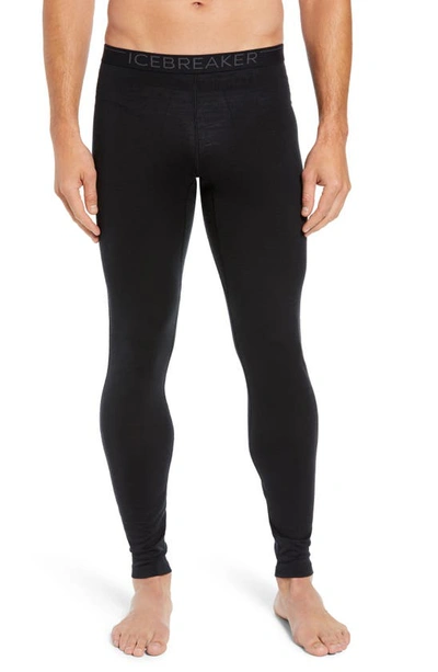 Icebreaker Oasis Slim Wool Jersey Base Layer Leggings In Black