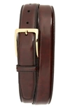 Johnston & Murphy Smooth Leather Belt In Burgundy