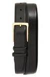 Johnston & Murphy Smooth Leather Belt In Black