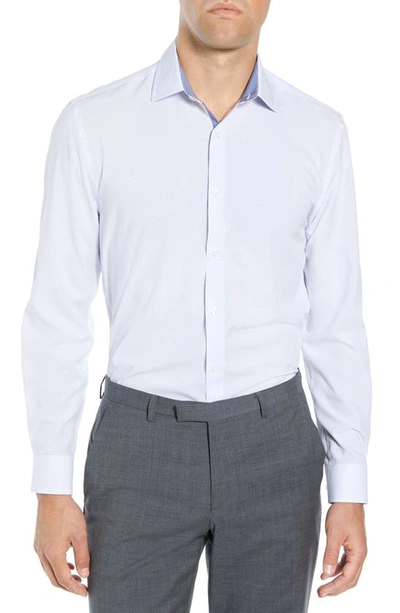 Wrk Slim Fit Performance Stretch Dot Dress Shirt In Light Blue