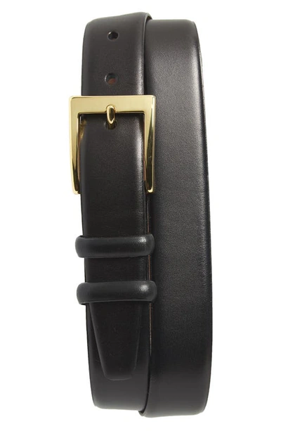 Torino Double Buckle Leather Belt In Black