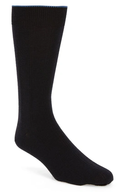 Nordstrom Men's Shop Shop Rib Wool Blend Socks In Navy