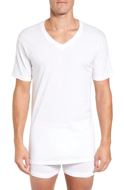 Nordstrom Men's Shop 4-pack Regular Fit Supima® Cotton V-neck T-shirts In White