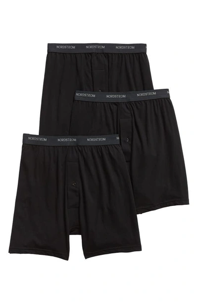 Nordstrom Men's Shop Nordstrom 3-pack Supima® Cotton Boxers In Black