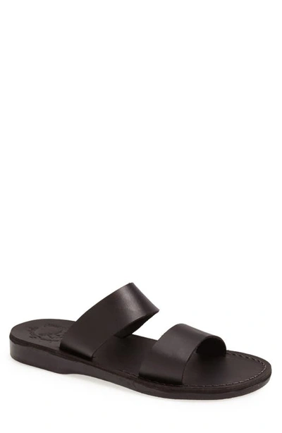 Jerusalem Sandals 'aviv' Leather Sandal In Black