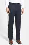 Berle Flat Front Classic Fit Wool Gabardine Dress Pants In Navy